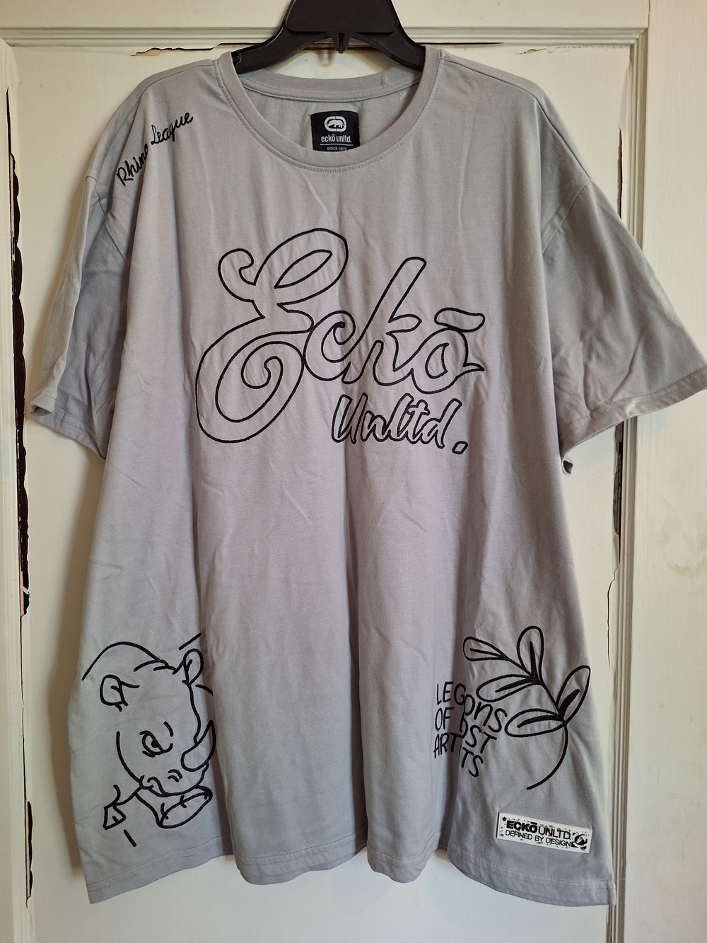 Ecko Unltd T-shirt Legions Of Lost Artist Rhino League Embroidered Gray Sz 3 XL